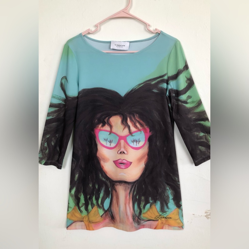 LA GALERISTE Womens Short Dress Size Small Petite Wearable Unique Pop Art